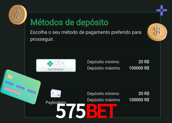O cassino 575Bet oferece uma grande variedade de métodos de pagamento